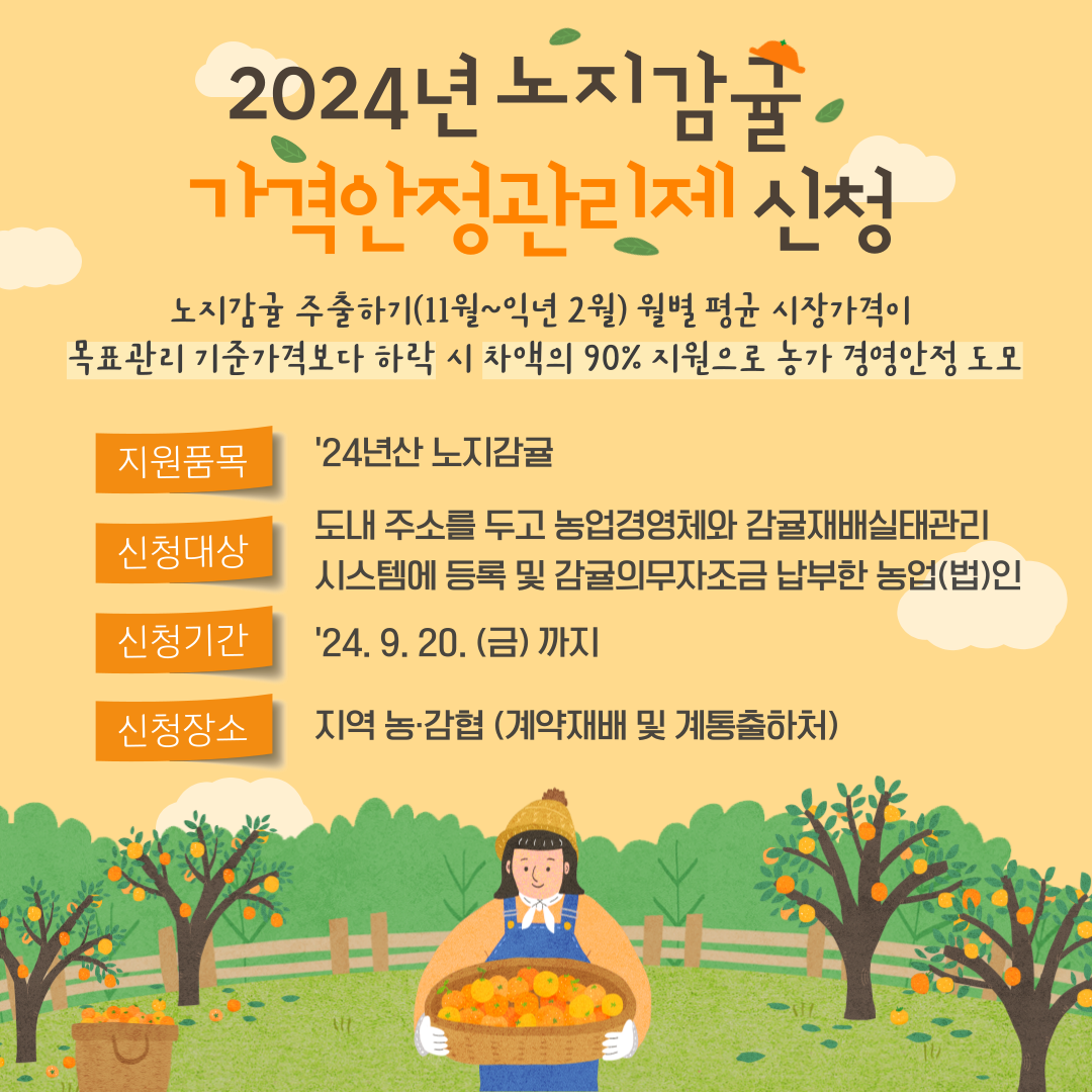 2024년 노지감귤 가격안정관리제 신청
