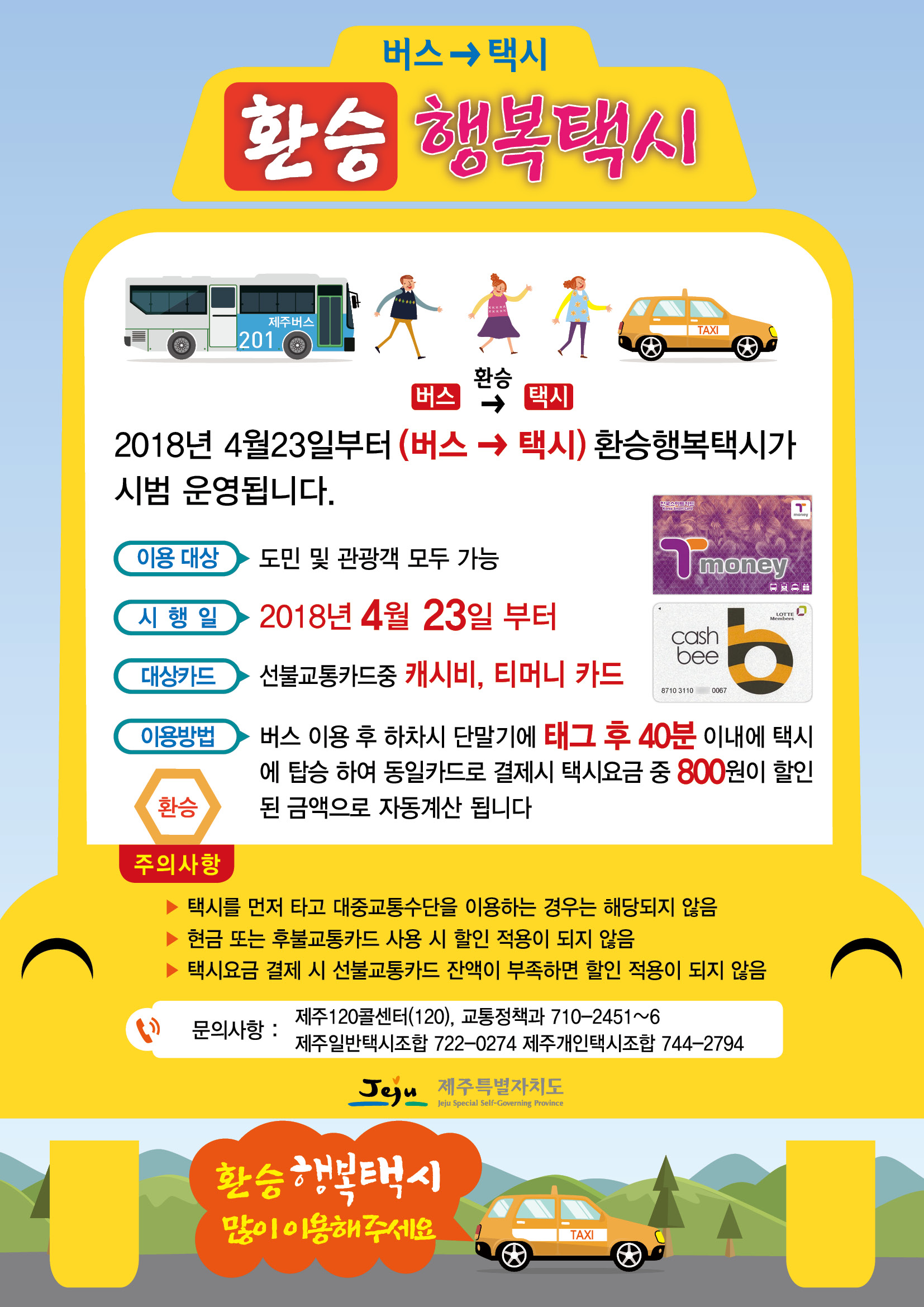 2018년 환승 행복택시 운영 계획 알림
