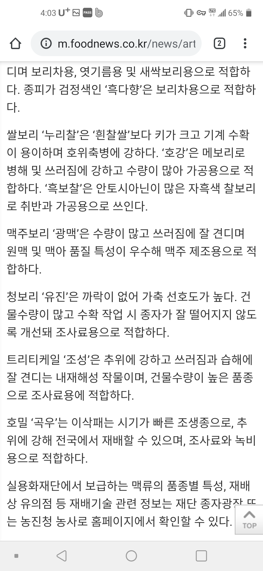 청보리 종자 신청